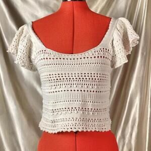 Cottagecore fairy crotchet style knit whimsical crop top!